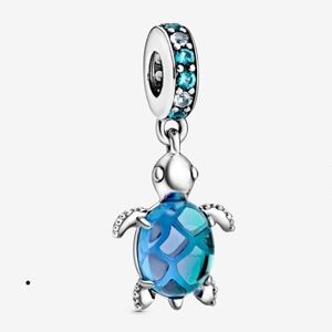 Pandora Murano Glass Sea Turtle Dangle Charm 798939c01 Sterling silver NWT